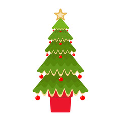 Modern christmas tree decorated clip art
