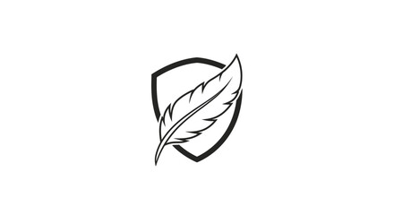 Elegant quill pen and shield logo design symbolizing protection and tradition for your brand