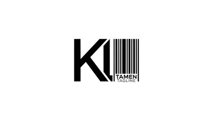 Elegant KI Logo Design with Barcode Element for Modern Business Identity needs