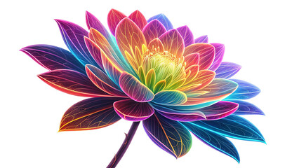 Png fantasy flower neon art illustration isoled background
