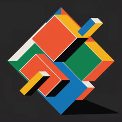 Geometric abstract composition with circles squares and rectangles in warm colors pattern shape
