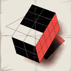 Geometric abstract composition with circles squares and rectangles in warm colors pattern shape
