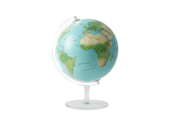 World globe with continents and oceans isolated on white, geographical representation of Earth for education and travel planning