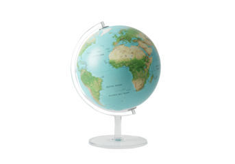 World globe with continents and oceans isolated on white, geographical representation of Earth for education and travel planning