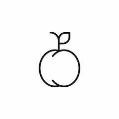 whole peach fruit icon sign vector