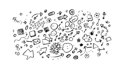 Doodle sketch vector art with arrows circles and shapes hand drawn illustration design element concept art
