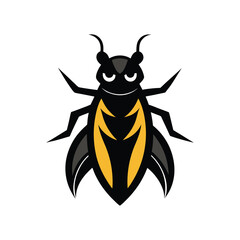 vector illustration of a black wasp