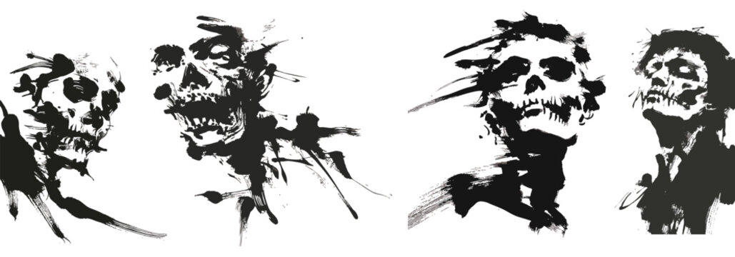 Gunge brush painting of halloween zombie faces