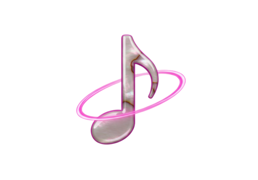 Elegant mother of pearl music note PNG isolated on transparent background, musical symbol for design and decoration