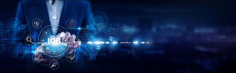 Internet of Behaviors (IOB), Businessman using mobile smartphone and behavioral analytics connecting data customer behavior, predictive patterns, personalization, data collection, targeted ads