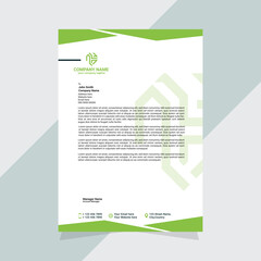 A professional corporate letterhead template whit green  