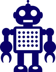 Retro robot icon in flat style vector of vintage androids, droids, bots, cyborgs, mechanical machines and humanoid robots.