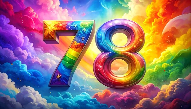 Colorful rainbow clouds, celebrating 78 - Powered by Adobe