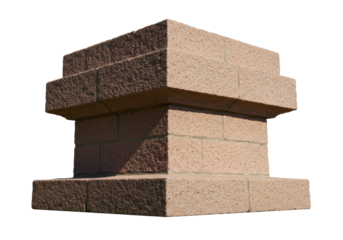 Granite stone pillar isolated on transparent background, architectural element for monuments and landscape design