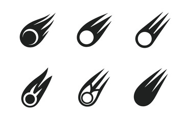 Obraz premium Cosmic Event Logos. cosmic events. Set Logo of cosmic events: comet with tail. harmonious logo variations of the same emblematic concept, each with different