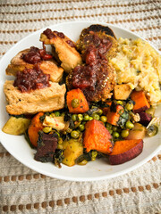 Healthy plate of gourmet vegetarian food, organic and sustainable, farm fresh