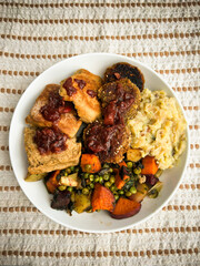 Healthy plate of gourmet vegetarian food, organic and sustainable, farm fresh
