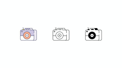 Camera icons vector set color line glyph line icons stock illustration