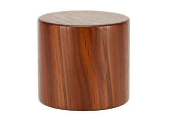 Wooden cylinder isolated on white, brown wood block for decoration and design projects, studio shot