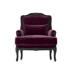 Elegant Burgundy Velvet Armchair with Black Accents
