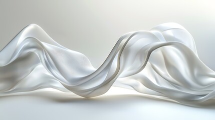 Abstract White Fabric Waves Background, Elegant Silk Texture, Flowing Material, Smooth Drapery, Soft Lighting, Modern Design, Luxury Textile, Studio Shot