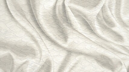 Elegant White Fabric Background With Soft Folds Ivory Textile Texture, Gentle Fabric Drapes Luxury White Cloth With Smooth Wrinkles Soft Draped Fabric Background.  Neutral Textile Cream Colored Fabric