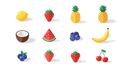 A colorful assortment of fresh fruit icons.
