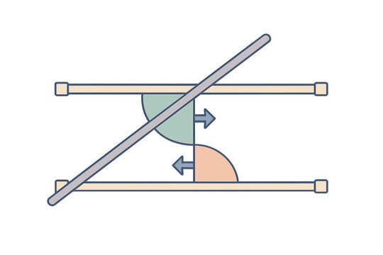 Isometric Angle Illustration. Isometric vector illustration set Alternate Interior Angles: two parallel lines, diagonal