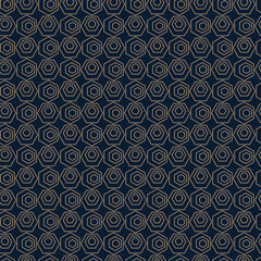 Gold Geometric Hexagon Pattern on Deep Navy Background for Modern Design and Decor