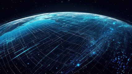 Global network connectivity with glowing data lines across a digital earth representing worldwide communication.