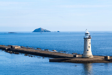 The lighthouse on Plymouoth Breakwater, Plymouth, Devon, England