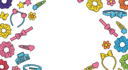 Vector art of hand drawn hair accessories frame