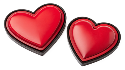 A red heart with a black outline and a red heart
