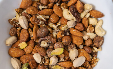 A close-up of an assortment of different nuts