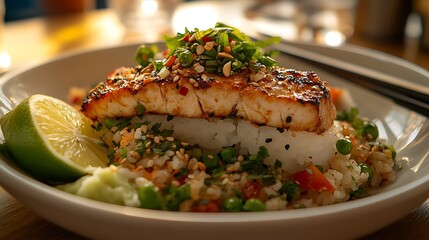 A DSLR shot of a simple white plate with a single perfectly placed piece of sushi, surrounded by elegant chopsticks and soft lighting highlighting the clean, minimalist presentation