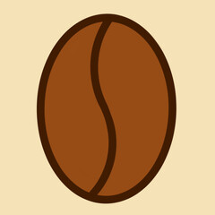 Minimal coffee bean illustration in brown tones. Simple flat design for cafe menu, logo, packaging or branding