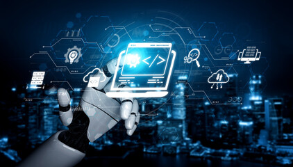 AI streamlines web development with smart coding tools, interface automation, and futuristic design systems for building efficient online platforms. Artificial intelligence spline