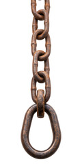 Rusty Metal Chain with Large Oval Link on White Background | Strong Industrial Connection Element for Construction, Security, and Manufacturing Concepts