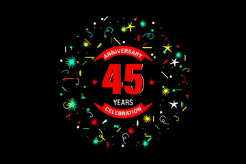 45 years anniversary celebration emblem. congratulations anniversary calligraphy background
