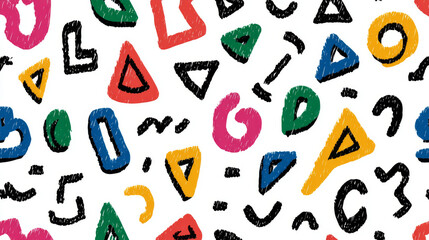 Fun abstract line doodle background with bright colors and whimsical shapes for children&rsquo;s design