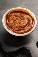 Miso paste spice thick soybean paste for cooking Japanese food tasty snack fresh delicious gourmet food background on the table rustic food top view copy space