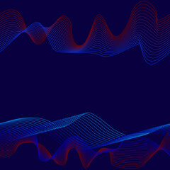 Border with multi-colored curved lines and space for inscription on a blue background. Backdrop for postcards, flyers, websites, invitations and much more.
