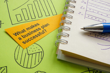 Notebook with question about successful business plan.