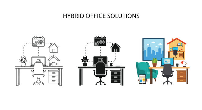 Hybrid Office Solutions Concept Three Styles desk setup