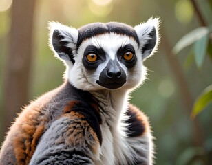 Obraz premium Close-up Portrait of a Ring-tailed Lemur.