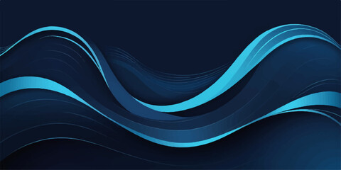 Dynamic blue wave abstract vector illustration with light and flow concept