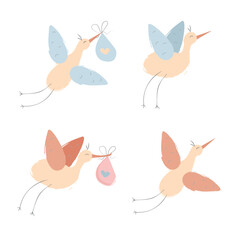 Stork carrying a baby