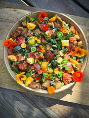 Brightly colored farm to table fresh salad - organic, healthy, vegetarian 