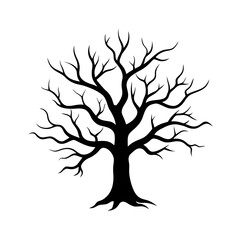 silhouette vector of a  bare tree 