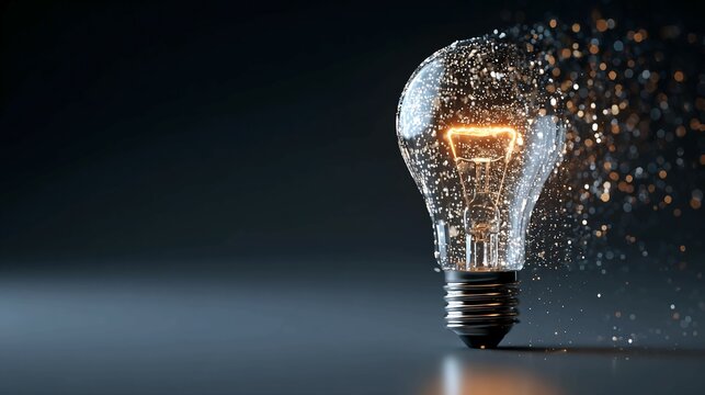 Spark new ideas with this glowing lightbulb, radiating creative energy and innovation, perfect for illustrating inventive concepts and bright solutions in business and technology